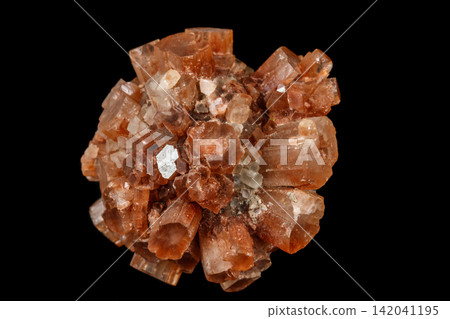 Macro stone Aragonite mineral on a black background Macro stone Aragonite mineral on a black background 142041195