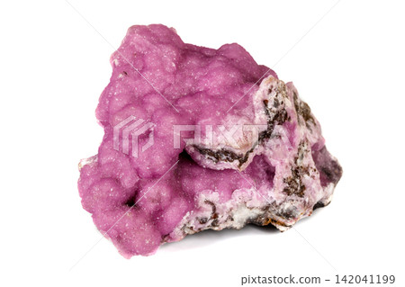 Macro stone cobalt calcite mineral on white background Macro stone cobalt calcite mineral on white background 142041199