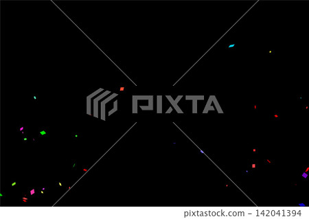 五彩紙屑在黑色背景下飄揚 142041394