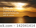 Surrender inspired sunset beach image representing surrender, reflection, hope, and peaceful spiritual connection. 142041414