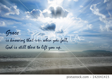 Grace themed image displaying a peaceful sky scene with inspirational words about kindness, gratitude, and spiritual comfort. Grace themed image displaying a peaceful sky scene with inspirational words about kindness, gratitude, and spiritual comfort. 142041415