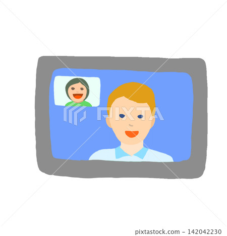 Screenshot of an online meeting with a foreigner Screenshot of an online meeting with a foreigner 142042230