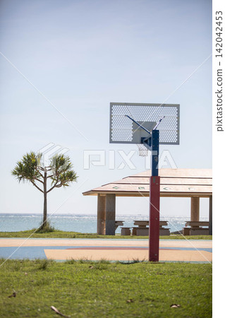 Basketball hoop by the sea Basketball hoop by the sea 142042453