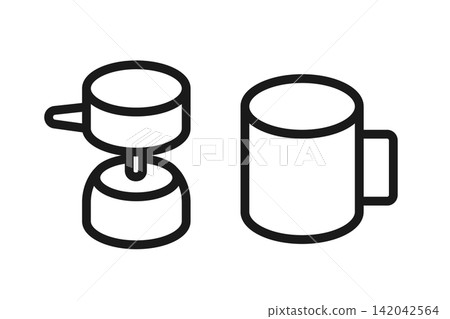 Line art icons of Sierra cups and mugs Line art icons of Sierra cups and mugs 142042564