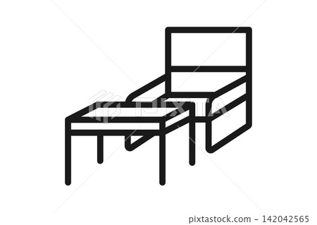 Line art icons of outdoor chairs and camping tables Line art icons of outdoor chairs and camping tables 142042565