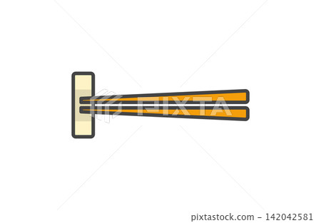 An illustration of chopsticks placed on a chopstick rest (orange) An illustration of chopsticks placed on a chopstick rest (orange) 142042581