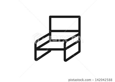 Line art icon of an outdoor chair Line art icon of an outdoor chair 142042588