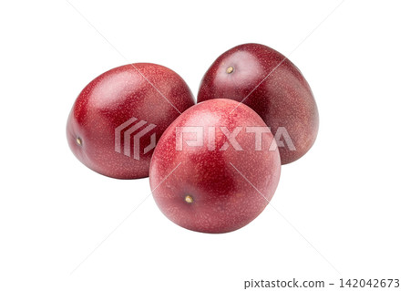 Three cutout images of passion fruit from Kagoshima Prefecture in PNG format. Three cutout images of passion fruit from Kagoshima Prefecture in PNG format. 142042673