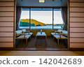 The view from the window of the veranda of a long-established inn. 142042689