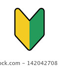 A colorful pictogram representing a beginner driver's mark. 142042708