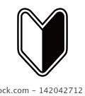 Black and white beginner's mark pictogram with border 142042712