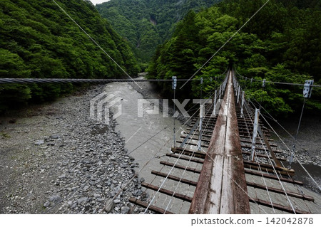 A suspension bridge over the Sumata River A suspension bridge over the Sumata River 142042878
