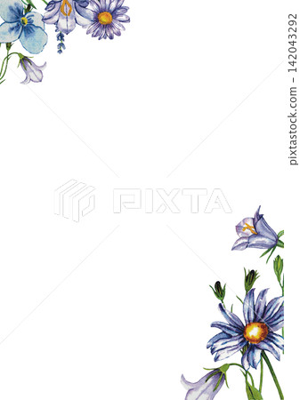 Blue Daisy Floral Corner Frame 142043292