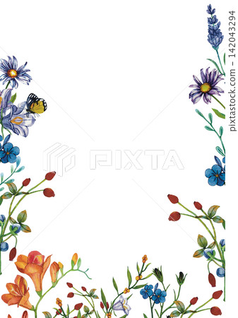 Full Floral Corner Border Full Floral Corner Border 142043294