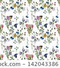 Green Botanical Seamless Pattern 142043386