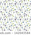 Small Colorful Flowers and Leaves Seamless Pattern 142043584