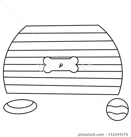 Simple line drawing of a doghouse Simple line drawing of a doghouse 142044379
