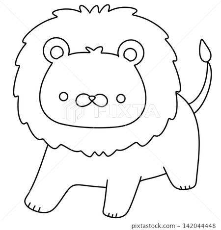 Cute lion photo with simple outlines Cute lion photo with simple outlines 142044448