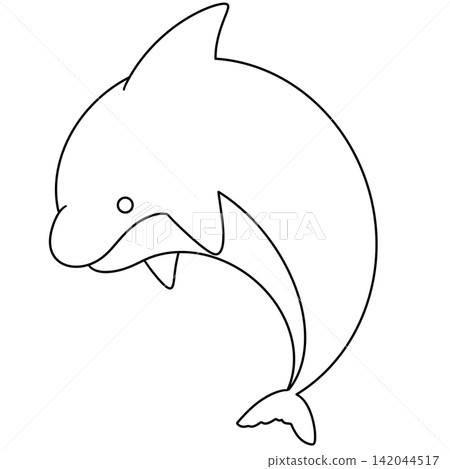 Simple line drawing of a dolphin 142044517