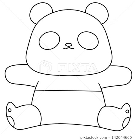 Cute panda sits calmly, smiling gently Cute panda sits calmly, smiling gently 142044660