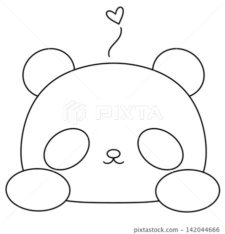 Cute cartoon panda with round eyes and soft ears Cute cartoon panda with round eyes and soft ears 142044666