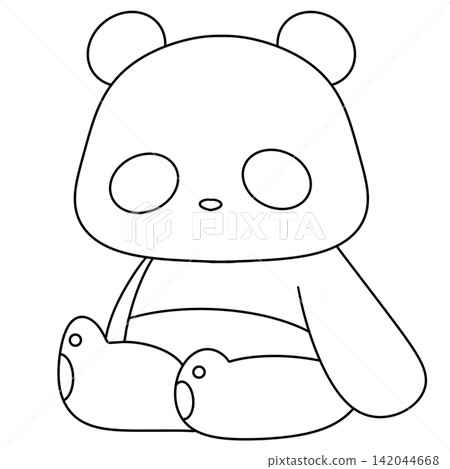 Cute panda sits calmly with closed eyes Cute panda sits calmly with closed eyes 142044668