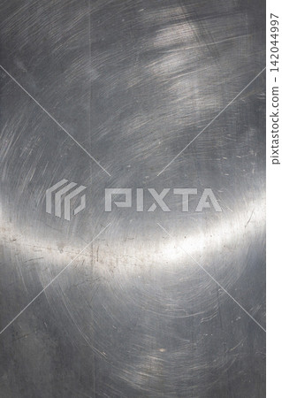 Brushed Stainless Steel Texture Background with Scratches and Reflections 142044997