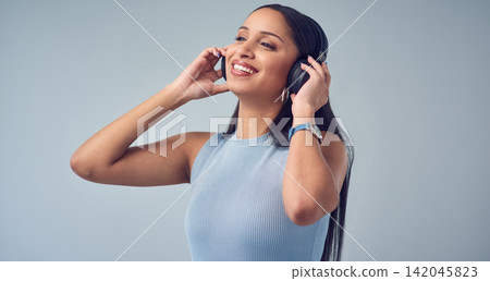 Customer service, call center and woman in studio for online advice, help and conversation. Communication, telemarketing and person with headset for contact, crm support and consulting on background Customer service, call center and woman in studio for online advice, help and conversation. Communication, telemarketing and person with headset for contact, crm support and consulting on background 142045823