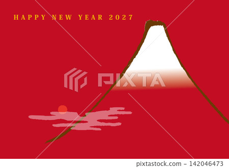 2027年新年賀卡,圖案為富士山。 2027年新年賀卡,圖案為富士山。 142046473