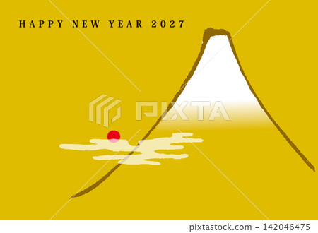 2027年新年賀卡，圖案為富士山。 142046475