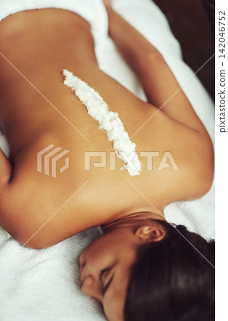 Spa, exfoliate and luxury for woman, massage and peace with sleeping, service and calm in bed of resort. Wellness, comfort and relief for client, hotel and natural with treatment, pamper and rest Spa, exfoliate and luxury for woman, massage and peace with sleeping, service and calm in bed of resort. Wellness, comfort and relief for client, hotel and natural with treatment, pamper and rest 142046752