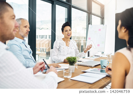 Meeting, collaboration and business people in office with documents for corporate stock market research. Discussion, project and team of financial advisors with paperwork for company budget plan. Meeting, collaboration and business people in office with documents for corporate stock market research. Discussion, project and team of financial advisors with paperwork for company budget plan. 142046759