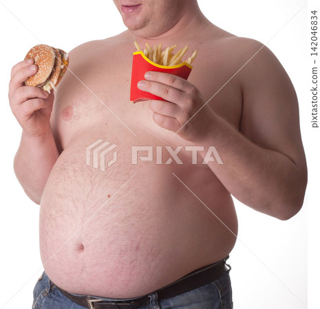 fat man with a slice of bread fat man with a slice of bread 142046834