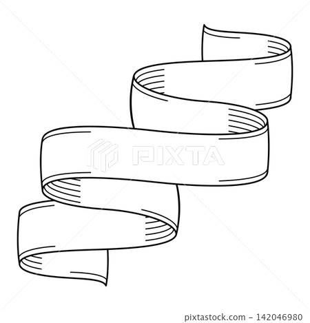Engraving elegant scroll ribbon. Decorative paper swirl banner. Engraving elegant scroll ribbon. Decorative paper swirl banner. 142046980