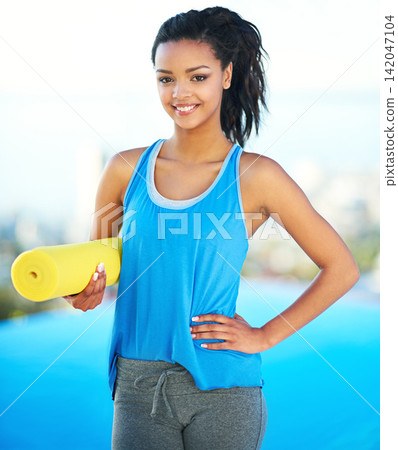 Portrait, woman and foam roller with smile, yoga and workout for wellness, pilates and health in front of swimming pool. Mindfulness, training and self care for exercise, fitness and relaxation Portrait, woman and foam roller with smile, yoga and workout for wellness, pilates and health in front of swimming pool. Mindfulness, training and self care for exercise, fitness and relaxation 142047104