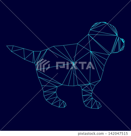 Puppy low poly triangulation triangulated polygonal electric cyan blue vibrant aqua neon color vector illustration image outline contour line Puppy low poly triangulation triangulated polygonal electric cyan blue vibrant aqua neon color vector illustration image outline contour line 142047515
