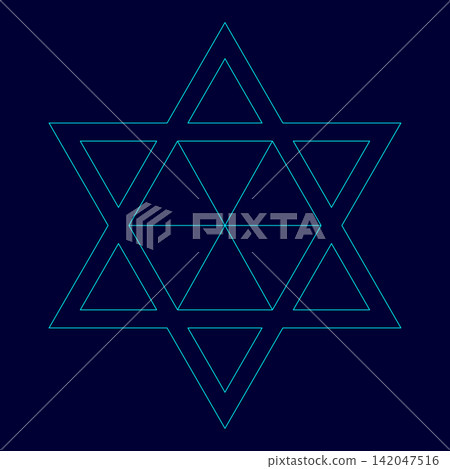 Jewish star of David low poly triangulation triangulated polygonal electric cyan blue vibrant aqua neon color vector illustration image outline contour line Jewish star of David low poly triangulation triangulated polygonal electric cyan blue vibrant aqua neon color vector illustration image outline contour line 142047516