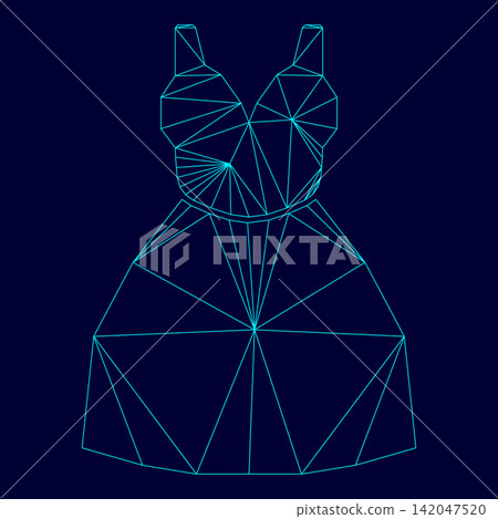 Woman dress low poly triangulation triangulated polygonal electric cyan blue vibrant aqua neon color vector illustration image outline contour line Woman dress low poly triangulation triangulated polygonal electric cyan blue vibrant aqua neon color vector illustration image outline contour line 142047520