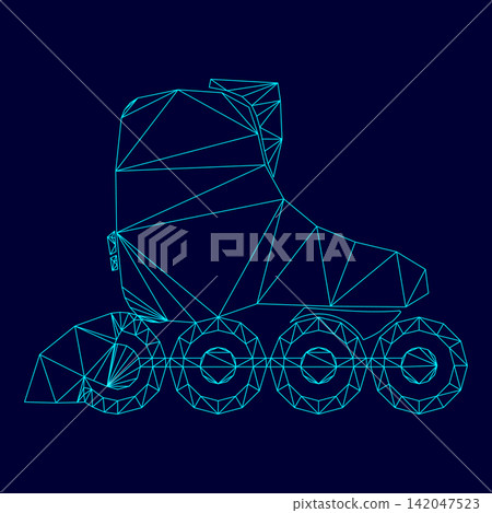 Roller skate low poly triangulation triangulated polygonal electric cyan blue vibrant aqua neon color vector illustration image outline contour line Roller skate low poly triangulation triangulated polygonal electric cyan blue vibrant aqua neon color vector illustration image outline contour line 142047523