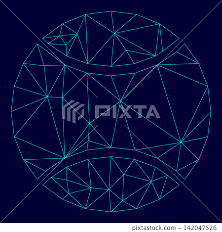 Tennis ball low poly triangulation triangulated polygonal electric cyan blue vibrant aqua neon color vector illustration image outline contour line Tennis ball low poly triangulation triangulated polygonal electric cyan blue vibrant aqua neon color vector illustration image outline contour line 142047526
