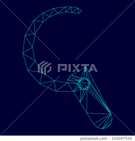 Headset low poly triangulation triangulated polygonal electric cyan blue vibrant aqua neon color vector illustration image outline contour line Headset low poly triangulation triangulated polygonal electric cyan blue vibrant aqua neon color vector illustration image outline contour line 142047529