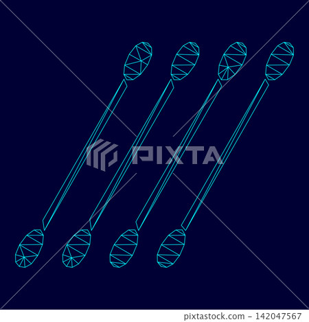 Cotton swabs low poly triangulation triangulated polygonal electric cyan blue vibrant aqua neon color vector illustration image outline contour line Cotton swabs low poly triangulation triangulated polygonal electric cyan blue vibrant aqua neon color vector illustration image outline contour line 142047567