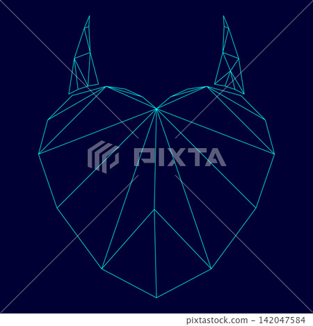 Heart with devil horn low poly triangulation triangulated polygonal electric cyan blue vibrant aqua neon color vector illustration image outline contour line Heart with devil horn low poly triangulation triangulated polygonal electric cyan blue vibrant aqua neon color vector illustration image outline contour line 142047584