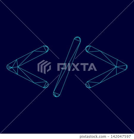 Symbol code low poly triangulation triangulated polygonal electric cyan blue vibrant aqua neon color vector illustration image outline contour line Symbol code low poly triangulation triangulated polygonal electric cyan blue vibrant aqua neon color vector illustration image outline contour line 142047597