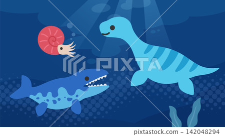 水下恐龍插圖_16:9 142048294
