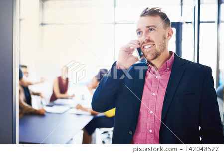 Happy, phone call and business man talk, communication or agent listen to contact networking in office meeting. Mobile, conversation and professional in chat for news, deal and corporate negotiation Happy, phone call and business man talk, communication or agent listen to contact networking in office meeting. Mobile, conversation and professional in chat for news, deal and corporate negotiation 142048527