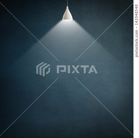Empty room, illustration and light bulb on wall background with announcement mockup, news or info on black wall. Future, sustainability and spotlight for electricity, attention or energy crsis Empty room, illustration and light bulb on wall background with announcement mockup, news or info on black wall. Future, sustainability and spotlight for electricity, attention or energy crsis 142048548