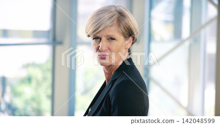 Business, office and portrait of woman with pout for corporate confidence, pride and funny face. Mature person, workplace and project manager with emoji lips for comedy, silly and comic in joke Business, office and portrait of woman with pout for corporate confidence, pride and funny face. Mature person, workplace and project manager with emoji lips for comedy, silly and comic in joke 142048599