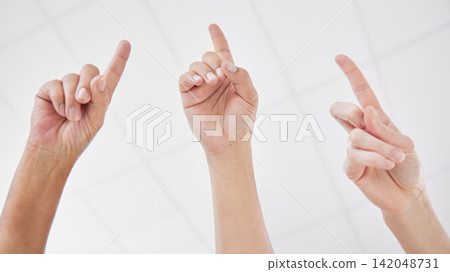 Business people, group and pointing to support, hands and opportunity with promotion, teamwork and solution. Coworkers, closeup or cooperation for option, ideas or vote for opinion with collaboration Business people, group and pointing to support, hands and opportunity with promotion, teamwork and solution. Coworkers, closeup or cooperation for option, ideas or vote for opinion with collaboration 142048731