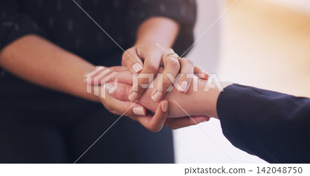 Friends, people and holding hands for support, care and help or sympathy with love. Guidance, bonding and comfort with counseling or therapy for mental health, healing and trust for wellbeing Friends, people and holding hands for support, care and help or sympathy with love. Guidance, bonding and comfort with counseling or therapy for mental health, healing and trust for wellbeing 142048750